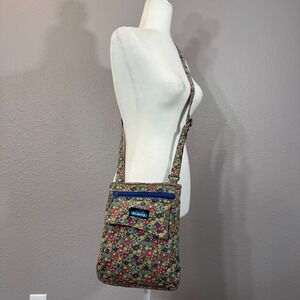 KAVU Keeper Multicolor Floral Canvas For Keeps Crossbody Bag Adjustable Hiking